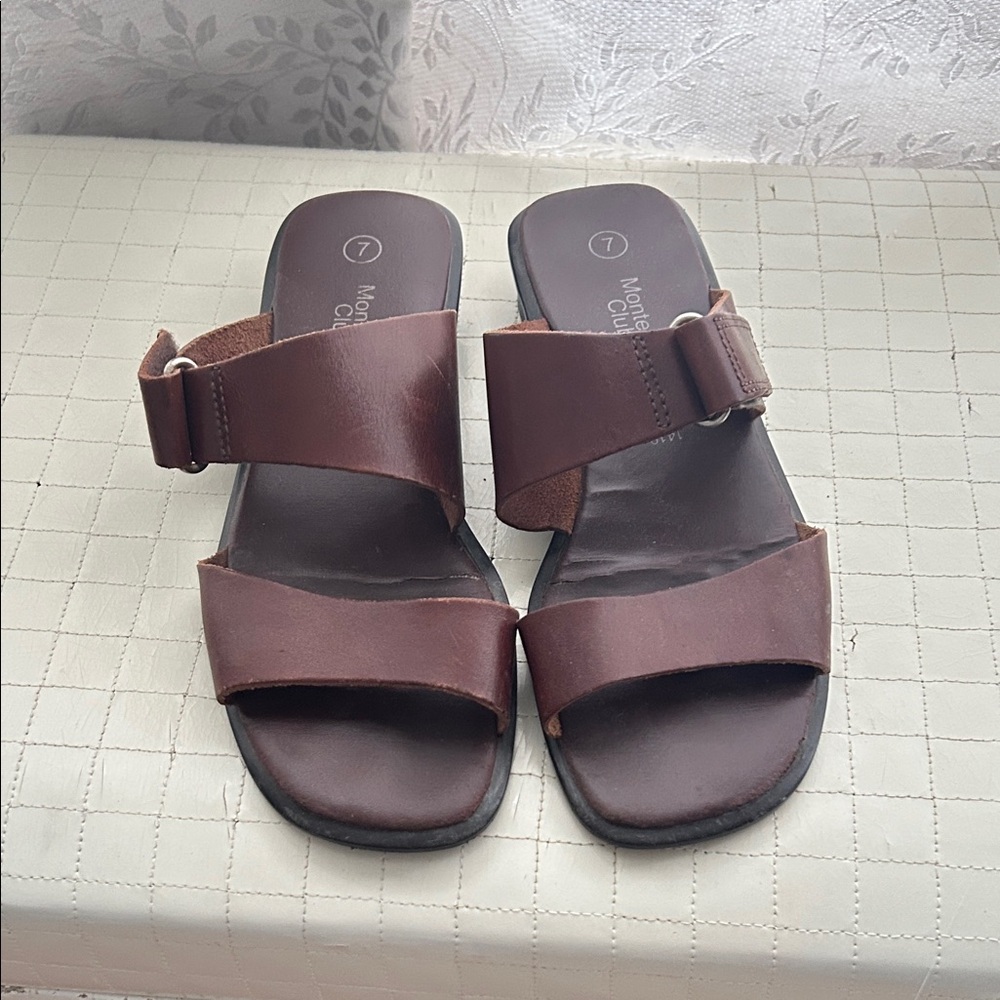 Vintage Montego Bay Club Brown Genuine Leather Sandals